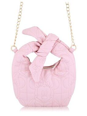 Disney Minnie Mouse Quilted PU Mini Hobo Crossbody Bag with Chain Strap